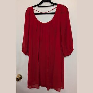 RED Vintage Honey Punch Chiffon Shift Dress, Size Small